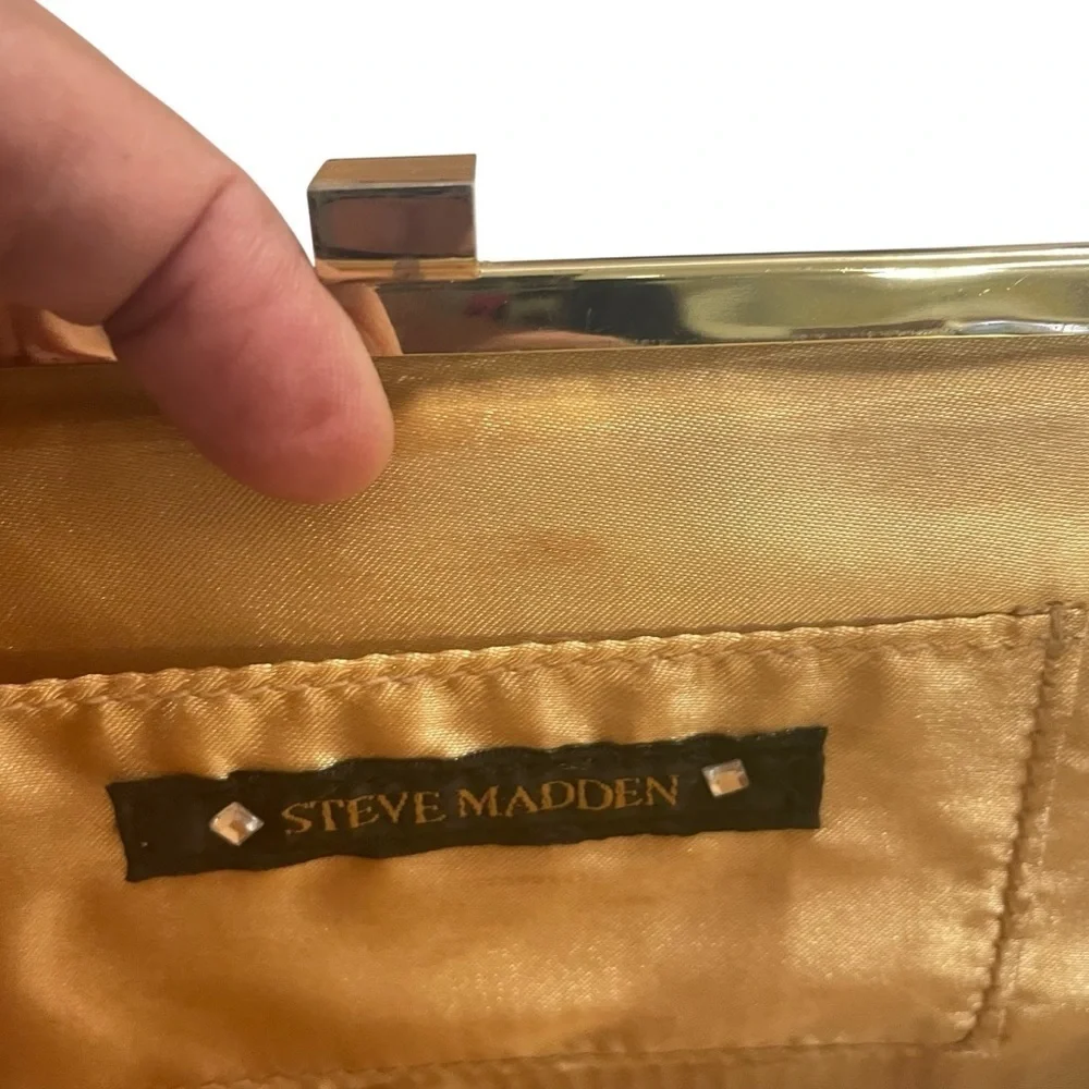 Steve Madden Metallic Gold Animal Print Evening Clutch Purse with Chain Strap